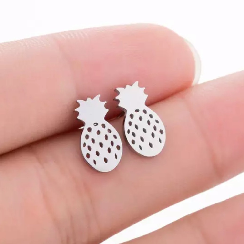 Stainless Steel Pineapple Stud Earrings